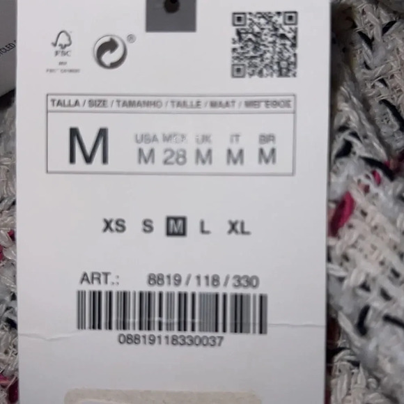 ZARA | Pink & Cream | TEXTURED WEAVE DRESS WITH RUFFLE 8819/118 - Picture 7 of 11